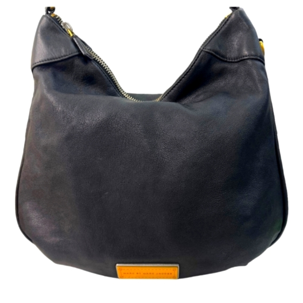 MARC BY MARC JACOBS AUTHENTIC  BLACK LEATHER CLASSIC Q HILLIER HOBO BAG EUC - Picture 2 of 9